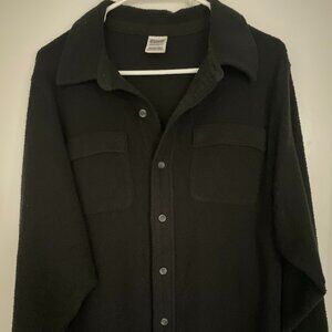 Victoria's Secret PINK black oversized fleece button up shirt Size XS